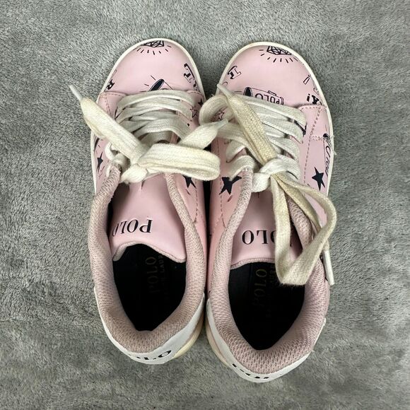 Polo Ralph Lauren Kids Pink Graphic Print Low Top Sneakers Lace Up Size 1 - Picture 7 of 10